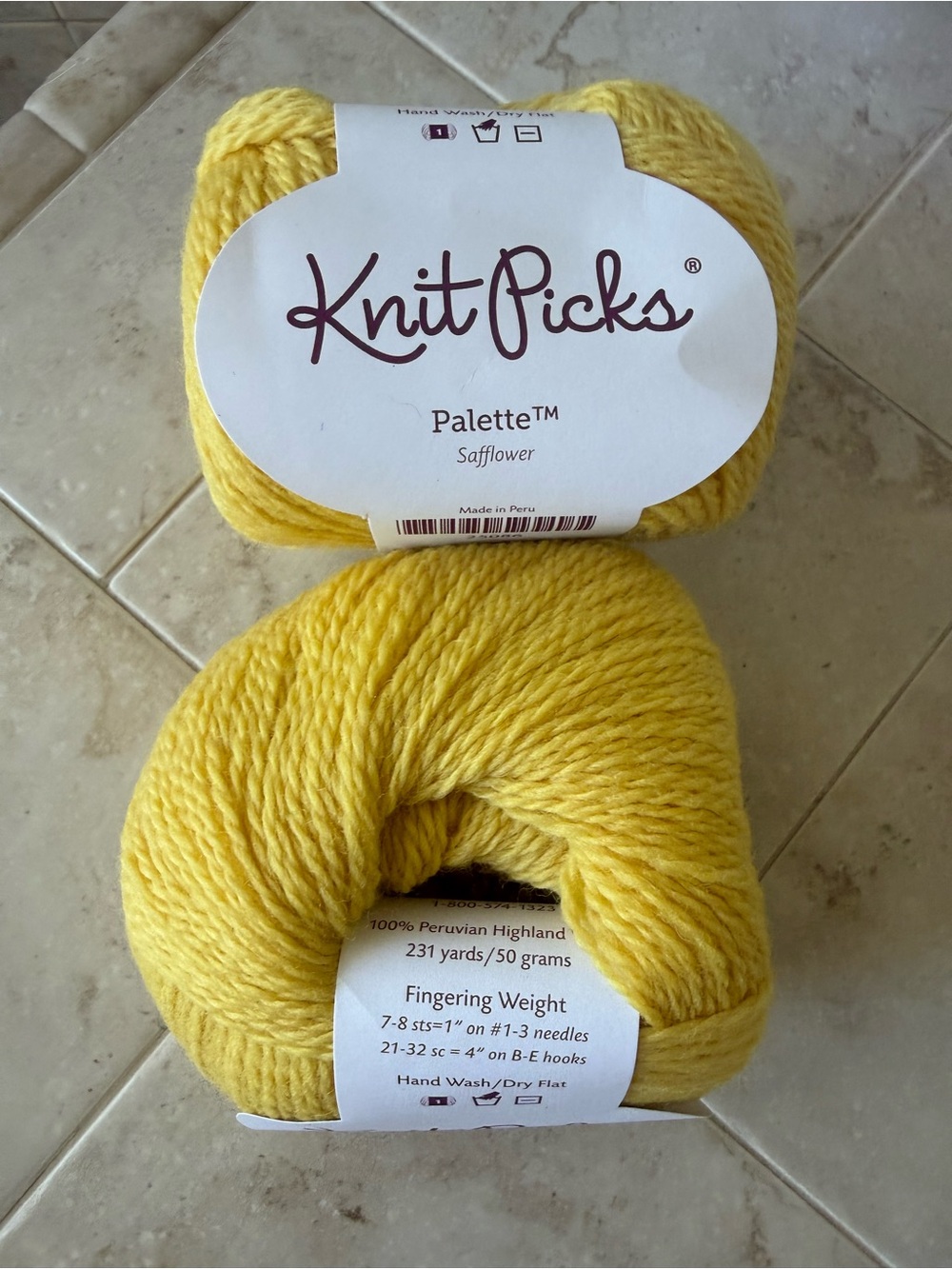 Knit Picks Palette Fingering Weight Wool Yarn — Safflower Yellow